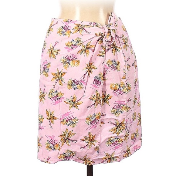 Vintage Y2K 90s Tropical Palm Tree Beach Swimsuit Coverup Wrap Mini Skirt - Picture 1 of 4